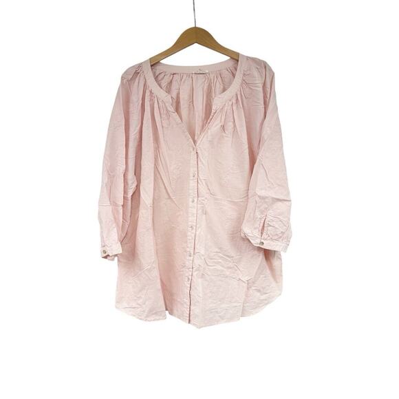 Jane Delancey Light Pink Peasant Style Embroidered Puff Sleeve Blouse Womens 3XL - Picture 1 of 8